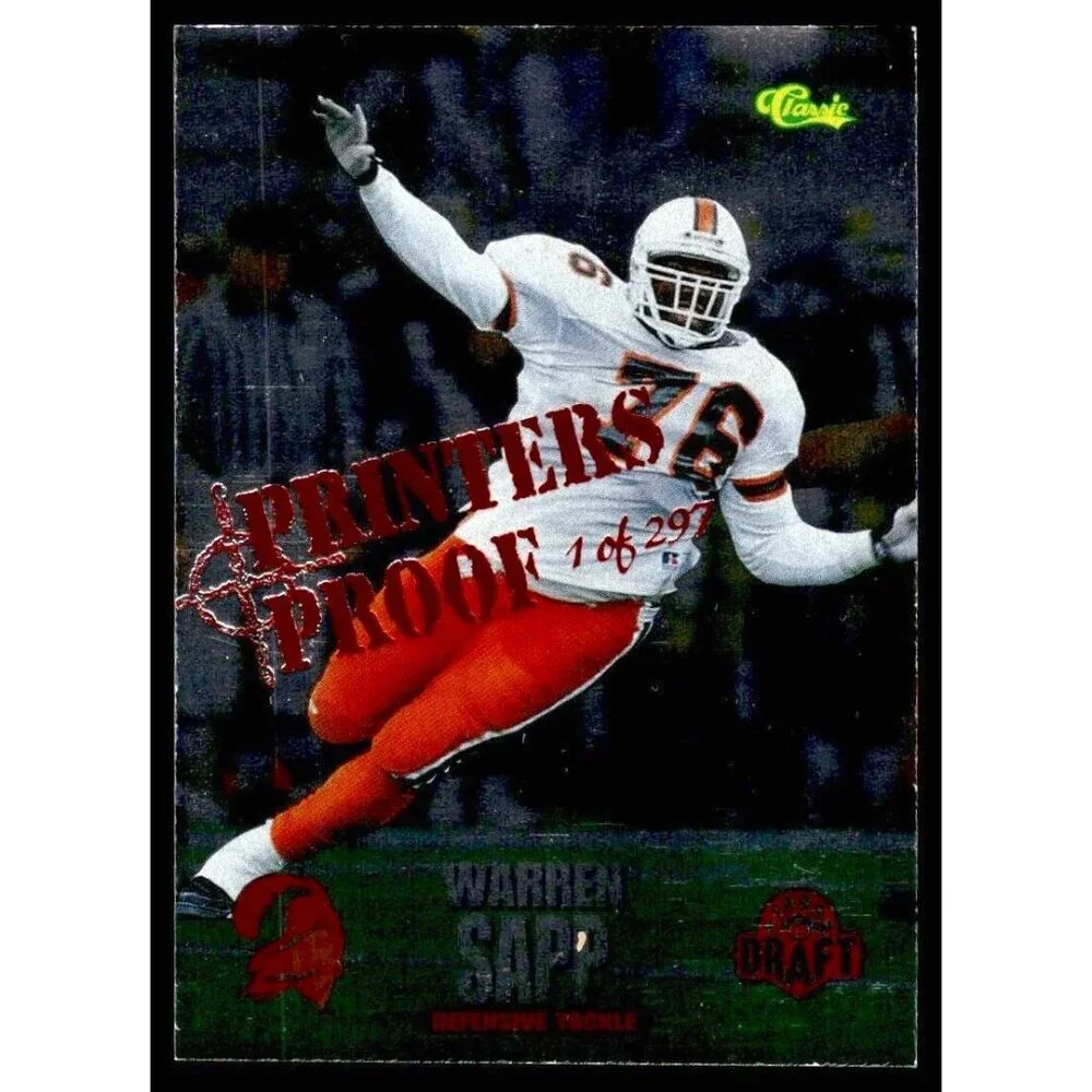 1995 Classic NFL Rookies Printers Proofs Silver Warren Sapp RC /297 Bucs #12